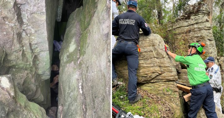Woman wedged upside down between rocks for 7 hours while retrieving phone – National