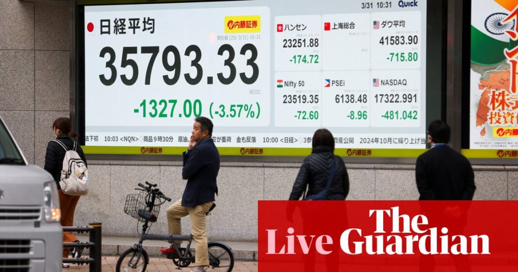 World markets and US dollar suffer worst monthly losses since 2022 as Trump trade war riles investors – business live | Stock markets