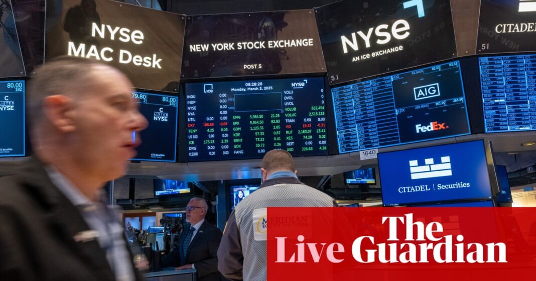 US dollar weakens amid rising ‘Trumpcession’ fears, as tariffs kick in – business live | Business