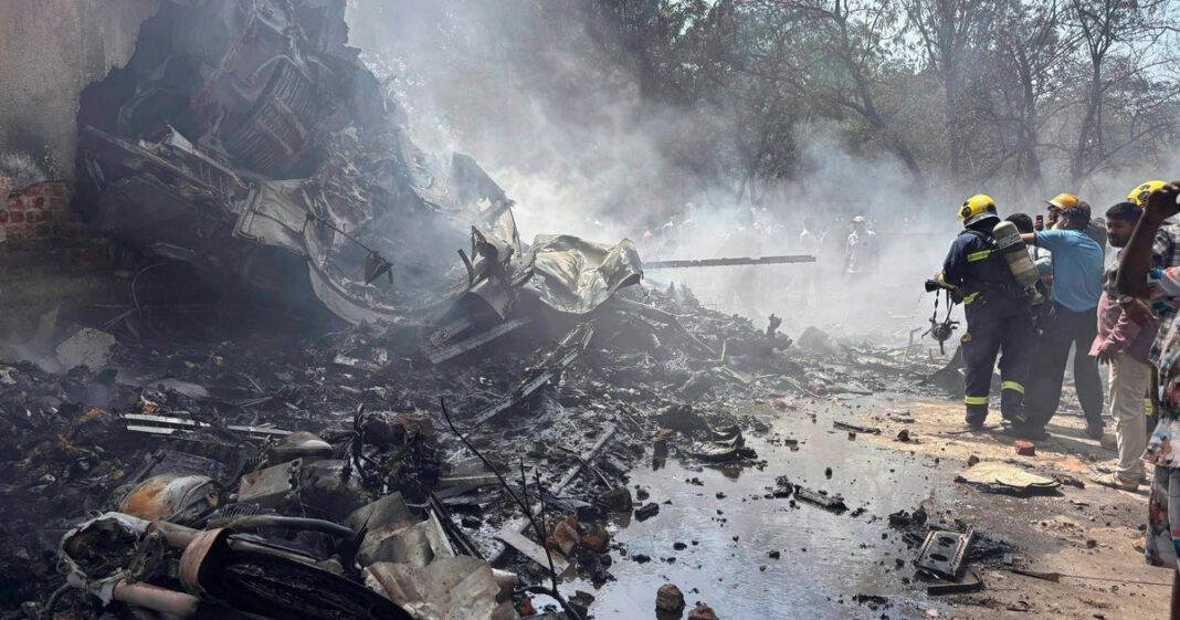 Air India plane crashes in Ahmedabad; Boeing 787-8 with 242 people on board slams into buildings