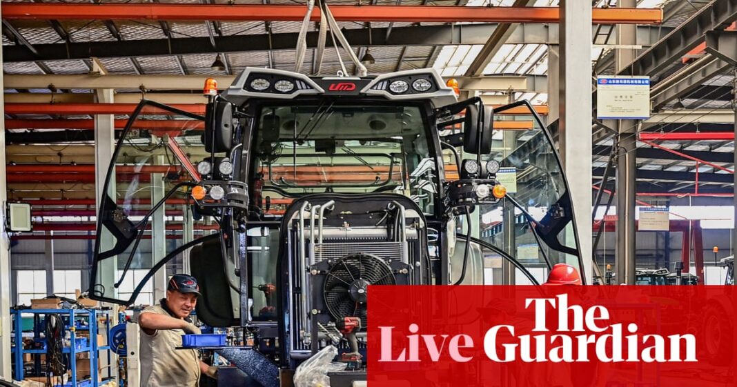 Chinese economy slows as Trump tariffs bite; FTSE 100 on track to hit new record – business live | Business