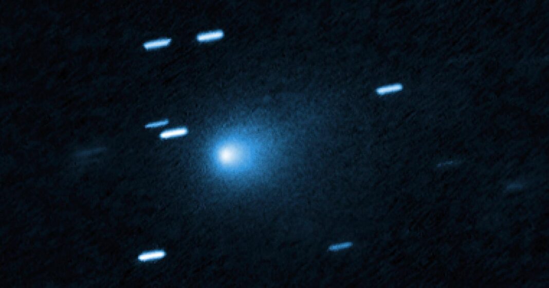 A comet going 130,000 mph is visiting our solar system from another star. The Hubble telescope just took its picture.