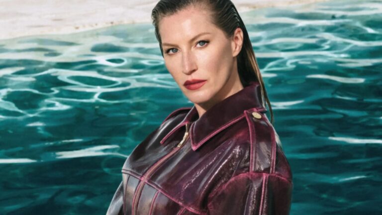 Stunning Gisele Bundchen makes sizzling splash in leather as she returns to modelling after having her third child