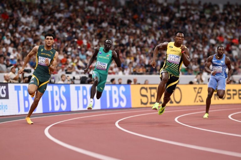 ‘Let’s get it’ – Gout Gout beats Usain Bolt’s debut time in front of him at World Athletics Championship