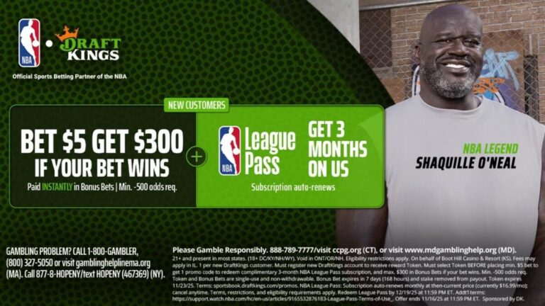 Use DraftKings promo code to get $300 bonus bets, free NBA League Pass by betting NFL Week 10 games