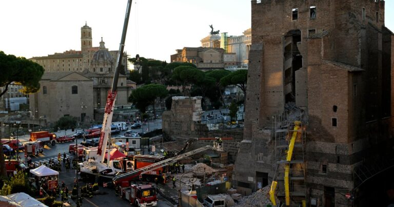 Worker dies after Rome’s medieval Torre dei Conti tower partially collapses during renovation work