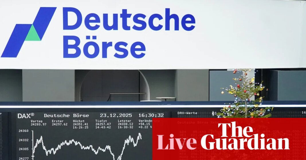 Global stock markets head for best year since 2019 as European stocks hit record high – business live | Business