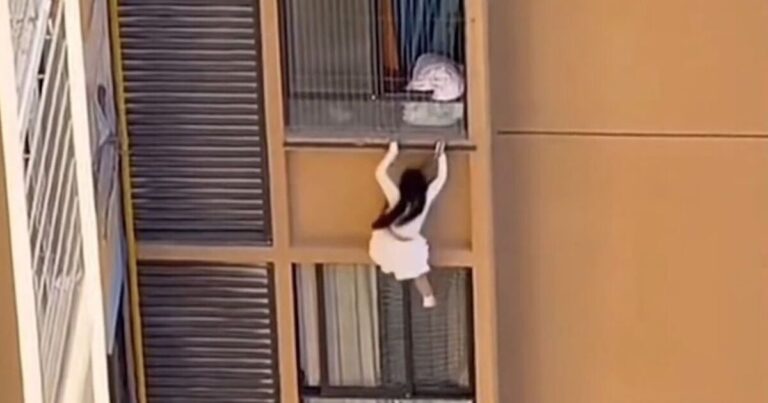 Horrific moment woman nearly plunges to her death while ‘escaping lover’s wife’ | World | News