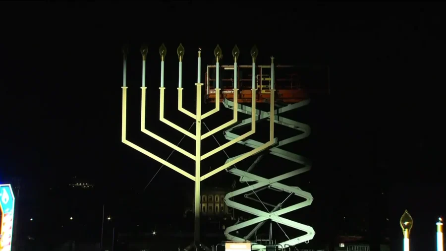 The National Menorah Is Lit on the National Mall
