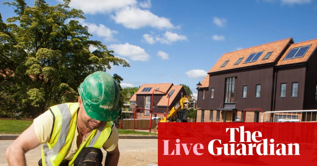 UK housebuilding in deepest slump since 2020 lockdowns; stock market rally falters amid geopolitical tensions – business live | Business