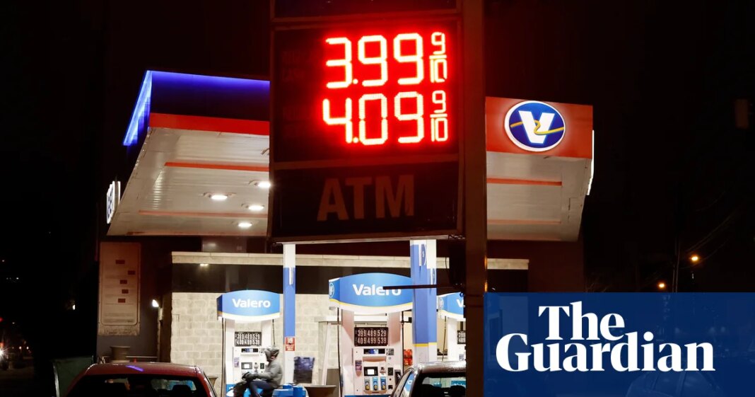 US average fuel price passes $4 a gallon for first time in four years amid Iran war | US news