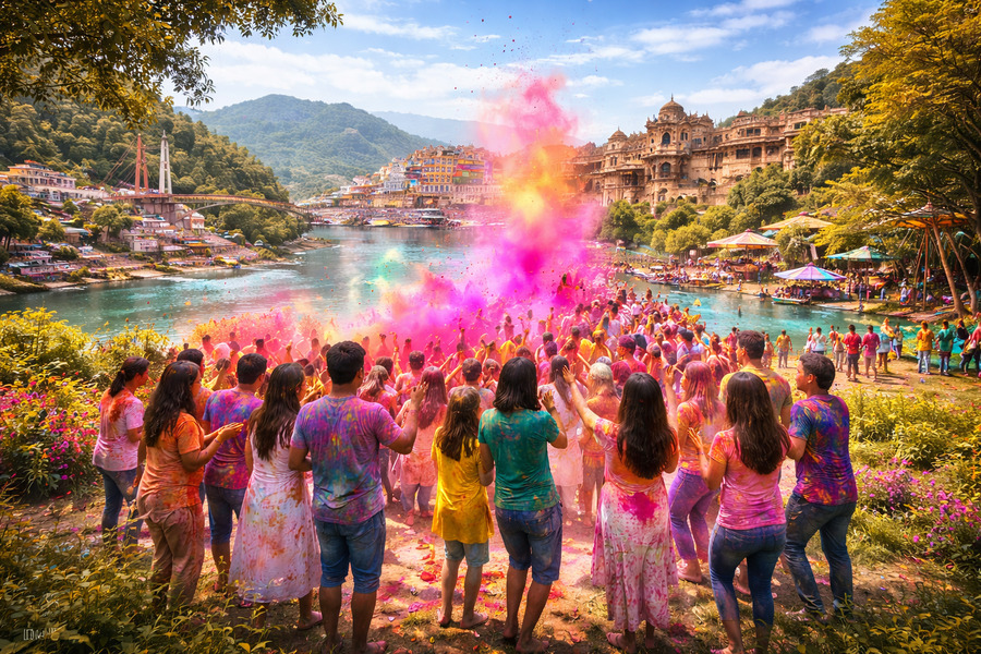 Rishikesh, Pushkar, Vrindavan, Lansdowne, Neemrana, Damdama Lake, and Joygaon Picnic Park are the Ultimate Holi Retreats Near Delhi for Families