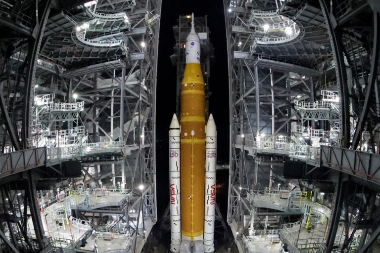 NASA Hauls Its Repaired Moon Rocket From the Hangar Back to the Pad for an Early April Launch