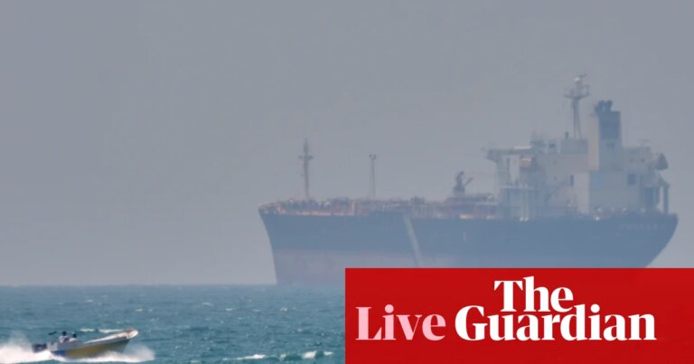 European stock markets fall and oil and gas prices jump 5% as strait of Hormuz ‘chaos’ worries investors – business live | Business