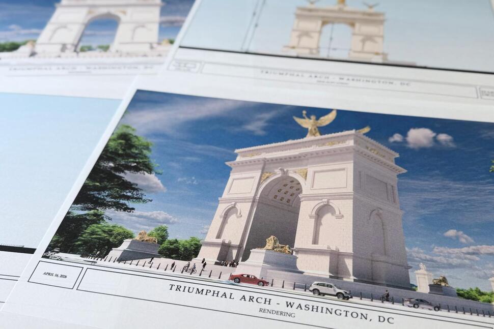 Trump’s Washington Arch Plan Includes Golden-Winged Figure, Eagles, Lions and ‘One Nation Under God’