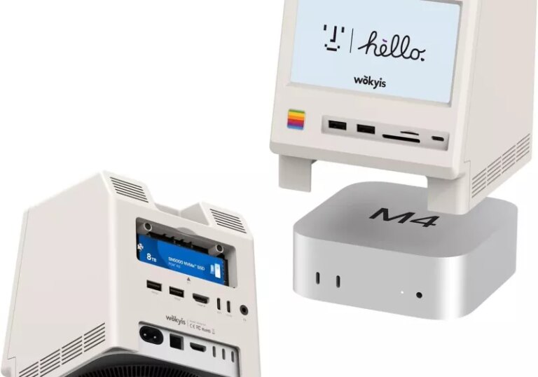 This $170 retro-style dock gives your Mac mini a tiny screen and upgradeable storage