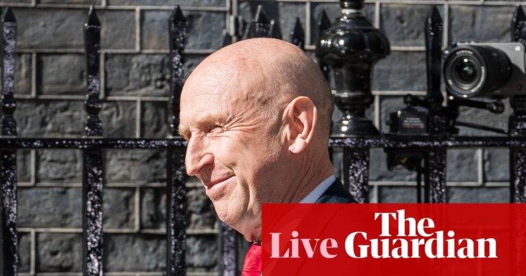 Defence stocks rally as John Healey appointed chancellor; UK borrows less than expected in June – business live | Business