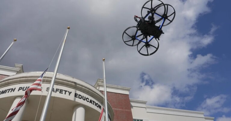 Schools are testing pepper-spraying, strobe-flashing drones to stop shooters