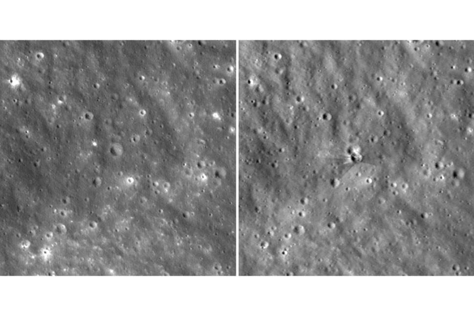 Before-And-After NASA Images Show Crater Carved by a SpaceX Rocket That Slammed Into the Moon