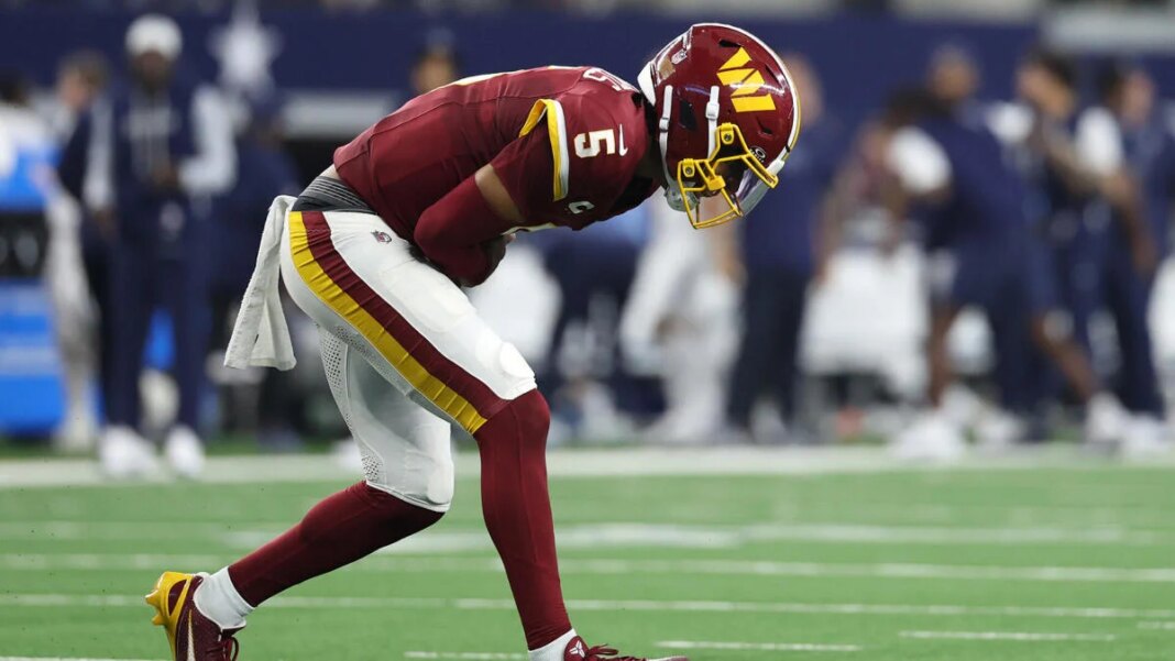 Jayden Daniels ruled out after elbow injury vs. Dallas Cowboys