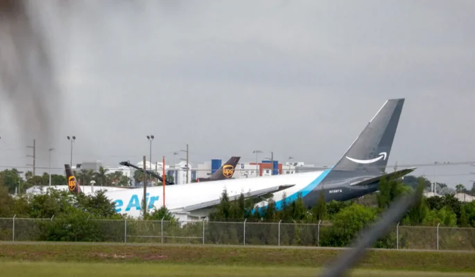 LIVE NOW: Amazon Prime Jet Overruns Runway at Miami Airport