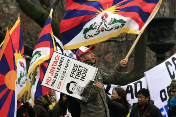 Protest Outside Chinese Embassy Against State Visit by Chinese Leader Xi Jinping